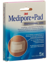 3M Medipore+Pad 5x7.2cm compresse 2.8x3.8cm 5 pce