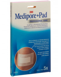 3M Medipore+Pad 10x15cm compresse 5x10.5cm 5 pce