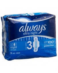 ALWAYS Ultra serviettes hygiéniques Night 9 pce