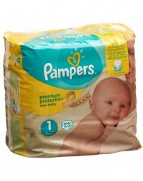 Pampers Premium Protection New Baby Gr1 2-5kg Newborn emballage avec anse 26 pce